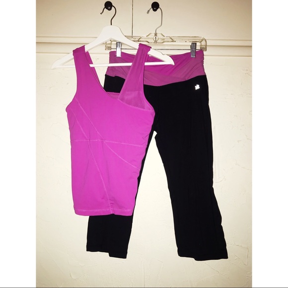 Kyodan Pink & Black Tank & Leggings Workout Set - Picture 1 of 15